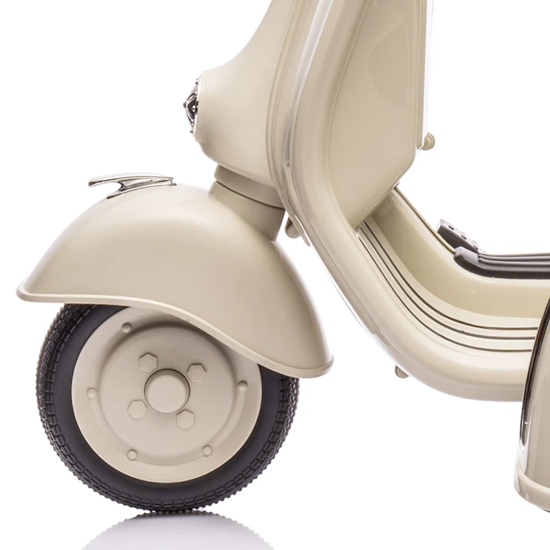 AIYAPLAY Moto Électrique Enfants sous Licence VESPA 6V 2 Places, Vitesse 3-5 Km/h, Démarrage Progressif, Crème