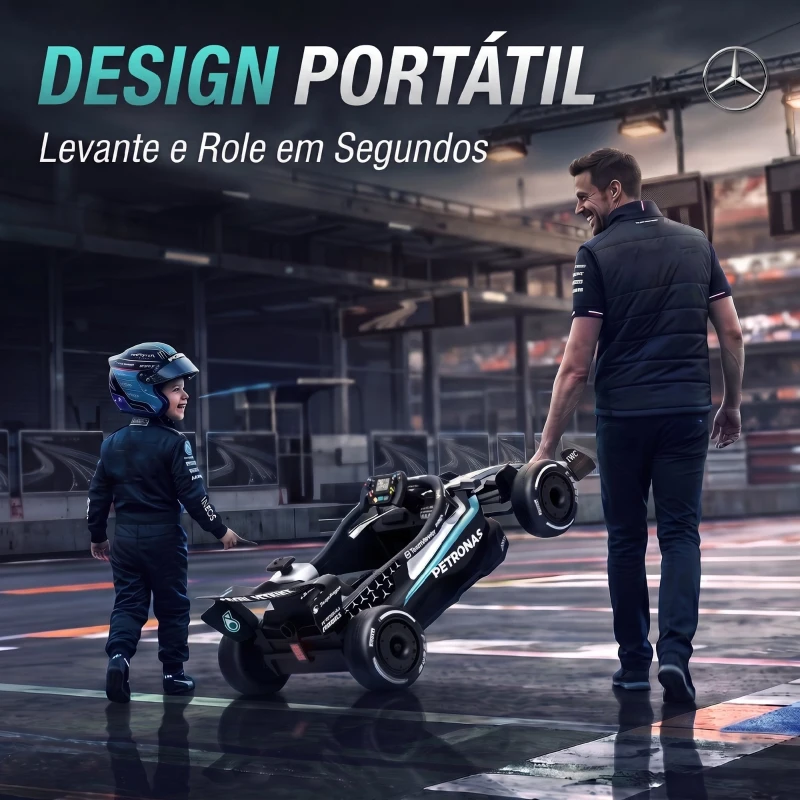 AIYAPLAY Go-Kart Elétrico Mercedes-AMG PETRONAS F1 com Licença Controle Remoto Suspensões Traseiras Partida Suave