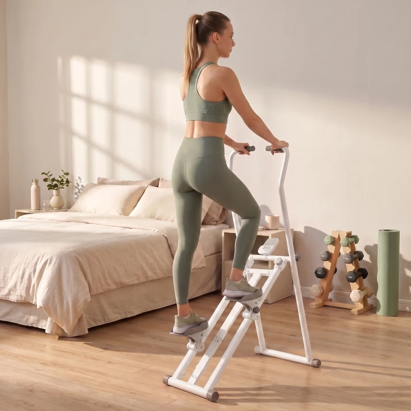 SPORTNOW Stepper de Escada Dobrável para Casa com 3 Níveis de Resistência, Guiador Ajustável, Monitor LCD e Suporte para Telemóvel