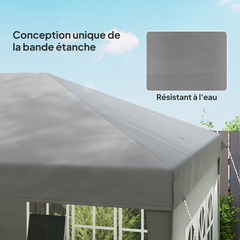 Outsunny Tonnelle pop-up pliante - tente de réception - 3 x 6 m 3 cotés démontables gris
