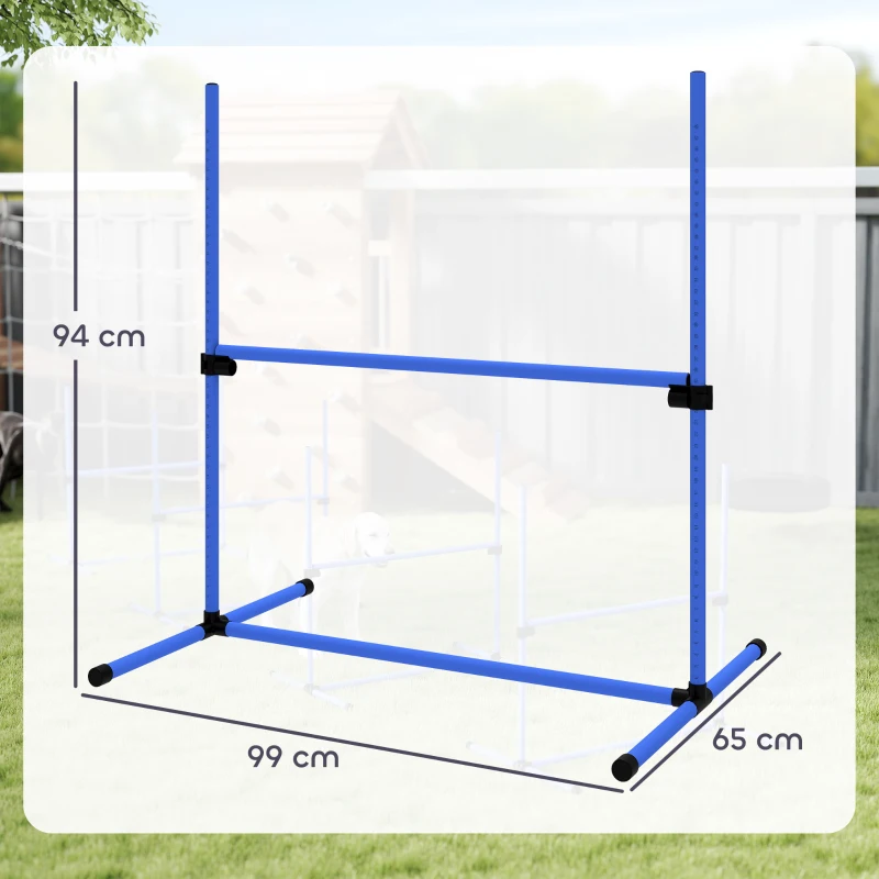 PawHut Agility Set höhenverstellbar Hunde Agility-Ausrüstung mit 4 Hürden Tragetasche 104x67 cm Blau