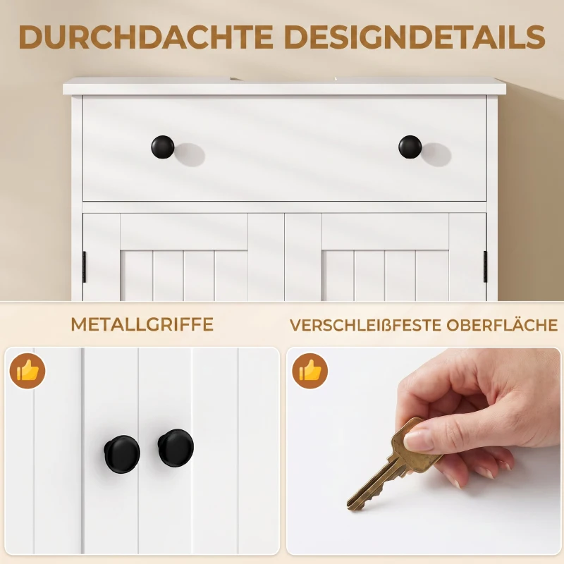 HOMCOM Wastafelonderkast, modern en vrijstaand, met soft-close scharnieren, lade en 2 deuren, wit