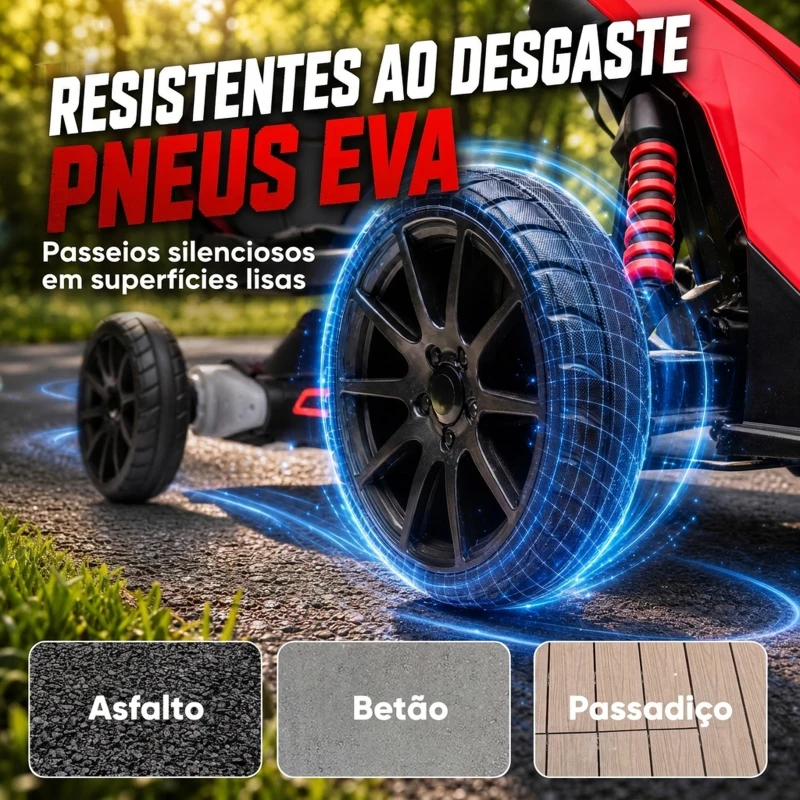 HOMCOM Go Kart Elétrico para Crianças Kart a Bateria 12V Velocidade Ajustável 3-5 km/h e Cinto de Segurança 100x58x58,5 cm Vermelho