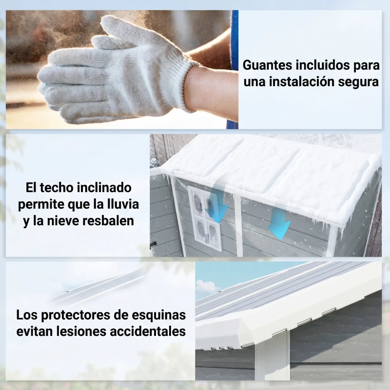 Outsunny Cobertizo de Jardín Exterior 2,1 m² 131x186x198 cm Caseta de Jardín con Suelo Ventana y Puerta con Cerradura Gris