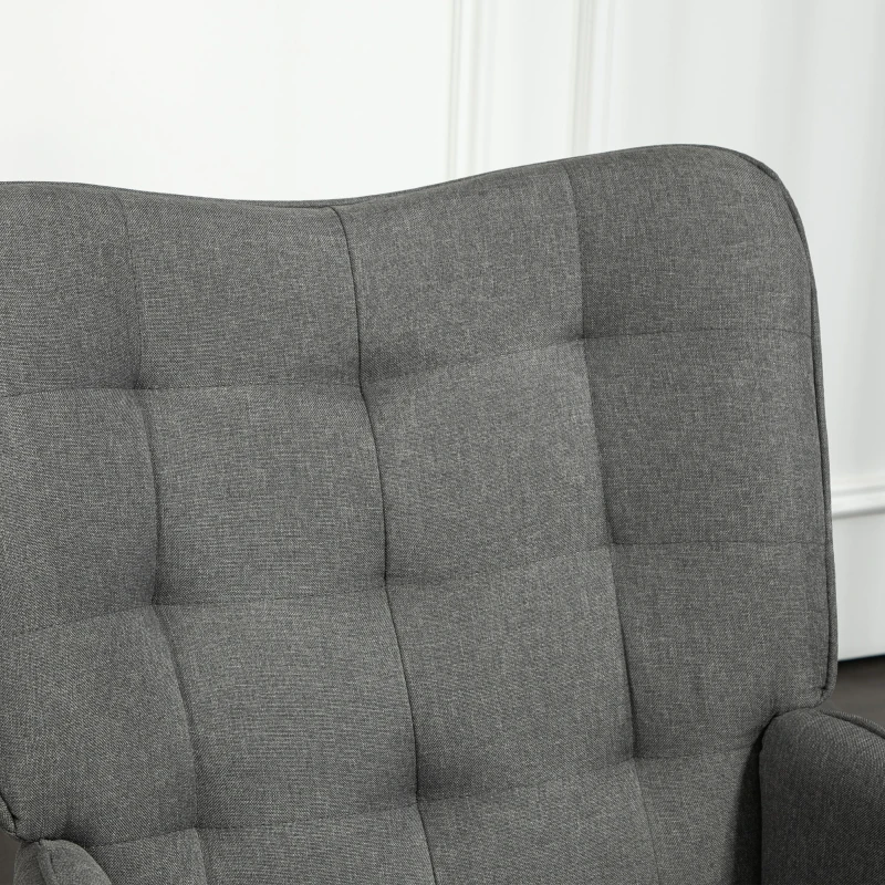 HOMCOM Schommelstoel met Voetenbank, Comfortabel, Tot 130 kg, Linnenlook, 64x89x90cm, Donkergrijs