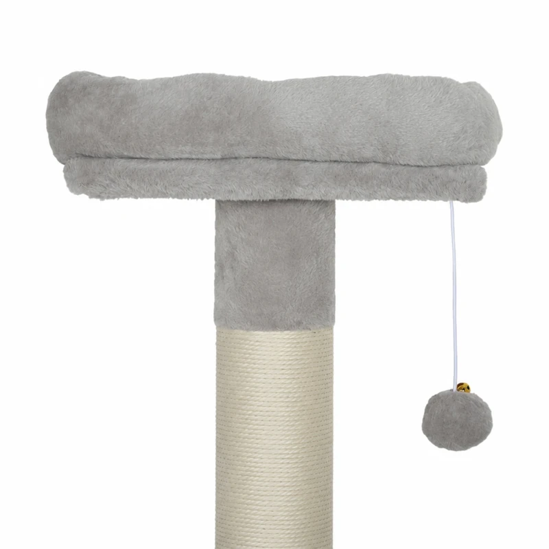 PawHut Arbre à Chat 5 niveaux 152cm, Niche, Hamac, Plateforme, Poteaux à Griffer, Balles Suspendues, Gris Clair