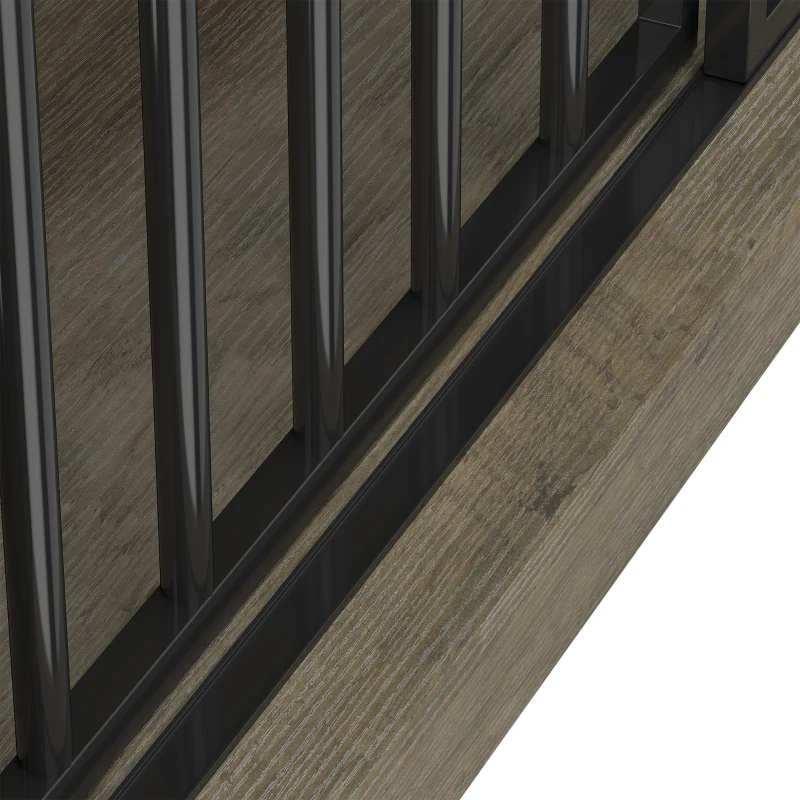 PawHut Jaula para Perros en Madera y Acero con Puerta Corredera, Mesa Auxiliar, Caseta Moderna, 100x60x68cm, Gris-Marrón Claro