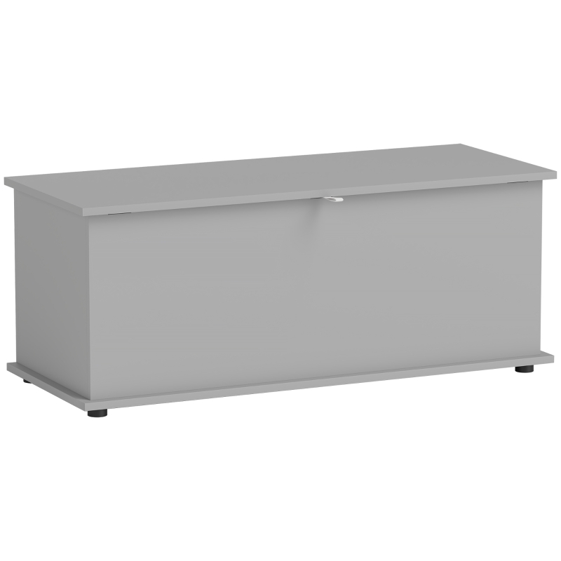 HOMCOM Coffre de rangement, banc de rangement avec couvercle rabattable et charnières de sécurité, 100 x 40 x 40 cm, gris