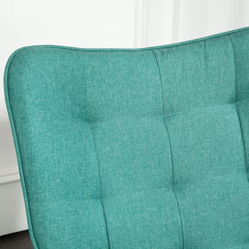 HOMCOM Schommelstoel met Voetenbank, Comfortabel, Tot 130 kg, Linnenlook, 64x89x90cm, Donkergroen(m-12)