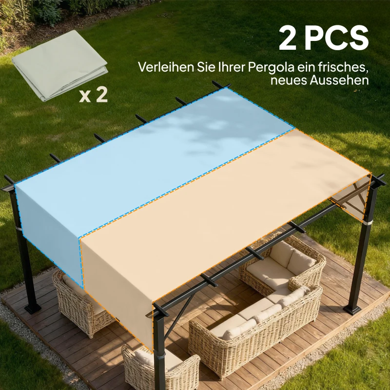 Outsunny Ersatzdach für Pergola mit UV-Schutz, Sonnensegel für Terrassenüberdachung für 3 x 3 m Pavillon, Hellgrau
