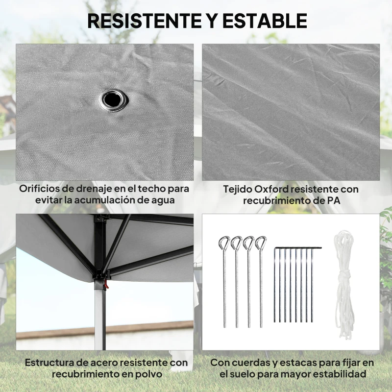 Outsunny Carpa Plegable 3,3x3,3 m Pop-up Altura Ajustable Doble Techo Mosquiteras Extraíbles y Bolsa de Transporte Anti-UV Gris