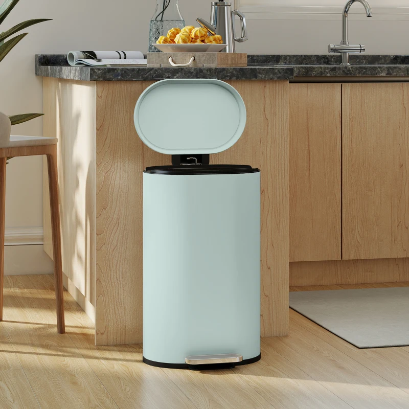 HOMCOM Mülleimer Küche 30 Liter Treteimer mit Soft-Close-Deckel, Pedal aus Metall, Grün, 36,5 X 31 x 61 cm