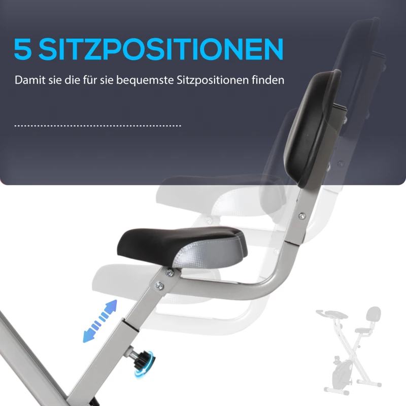 HOMCOM Hometrainer fietstrainer met 8 niveaus van magnetische weerstand staal zwart