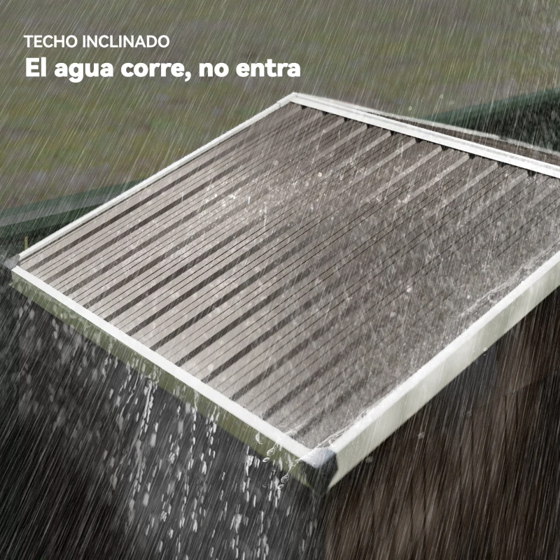Outsunny Cobertizo de Jardín Exterior 1,1 m² 136x87x176 cm con Puerta Corredera Techo Inclinado y Guantes Marrón