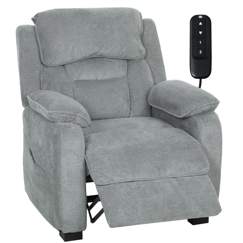 HOMCOM Fauteuil relax électrique fauteuil inclinable port USB repose-pieds poches latérales télécommande 86x90x103cm gris clair