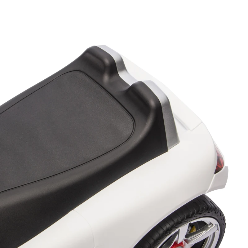 AIYAPLAY Voiture porteur pour enfant Porsche sous licence, véhicule à pousser avec klaxon lumières et bruitage de démarrage, blanc