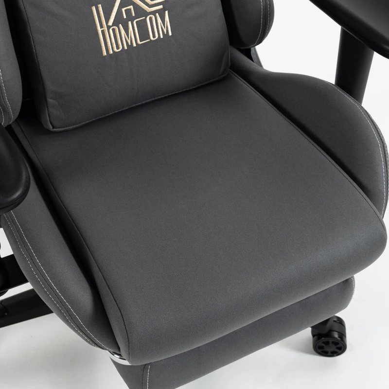 HOMCOM Chaise gaming ergonomique, fauteuil gamer avec accoudoirs 3D, dossier inclinable, hauteur réglable, 72x76x132cm, gris