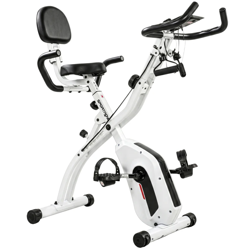 SPORTNOW Bicicleta Estática Plegable con 8 Niveles de Resistencia Volante Pantalla LCD Bluetooth Pulsómetro y Sillín Ajustable