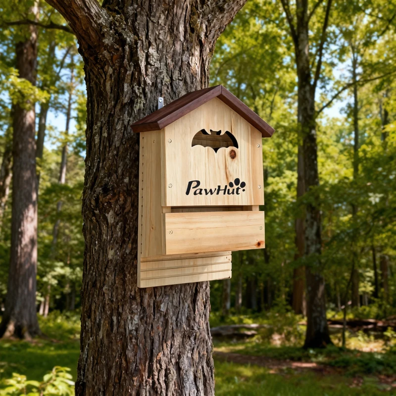 PawHut Set de 3 Casas para Murciélagos Cajas de Madera para Exterior Jardín Huerto o Granja Fácil de Montaje Natural