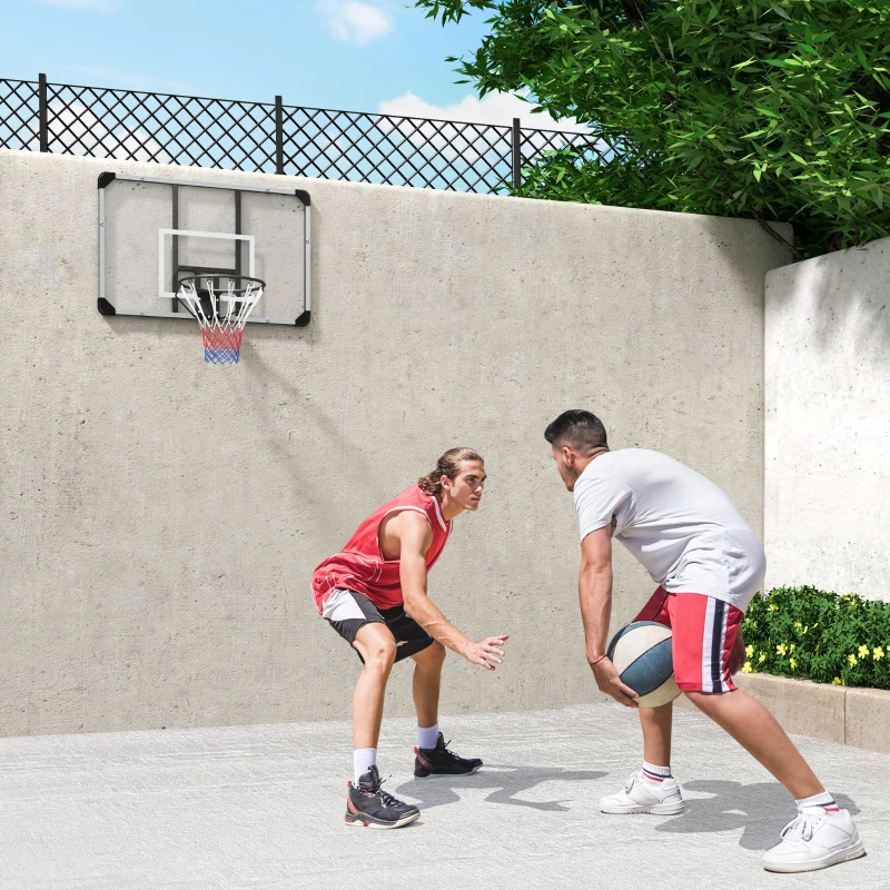 SPORTNOW Panier de basketball mural avec panier spécial filet toutes saisons pour l'intérieur et l'extérieur 113x61x73cm blanc