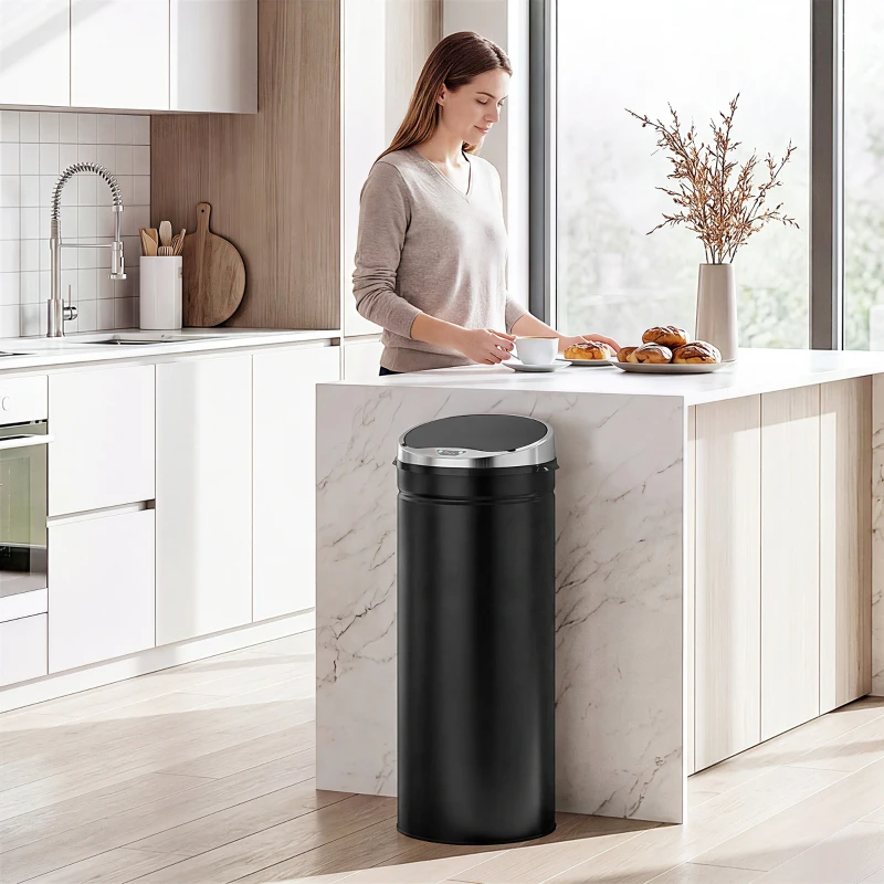 HOMCOM 50 L Sensor Mülleimer, Automatischer Abfalleimer, Rostfreier Kücheneimer mit Infrarotsensor, für Küche, Esszimmer