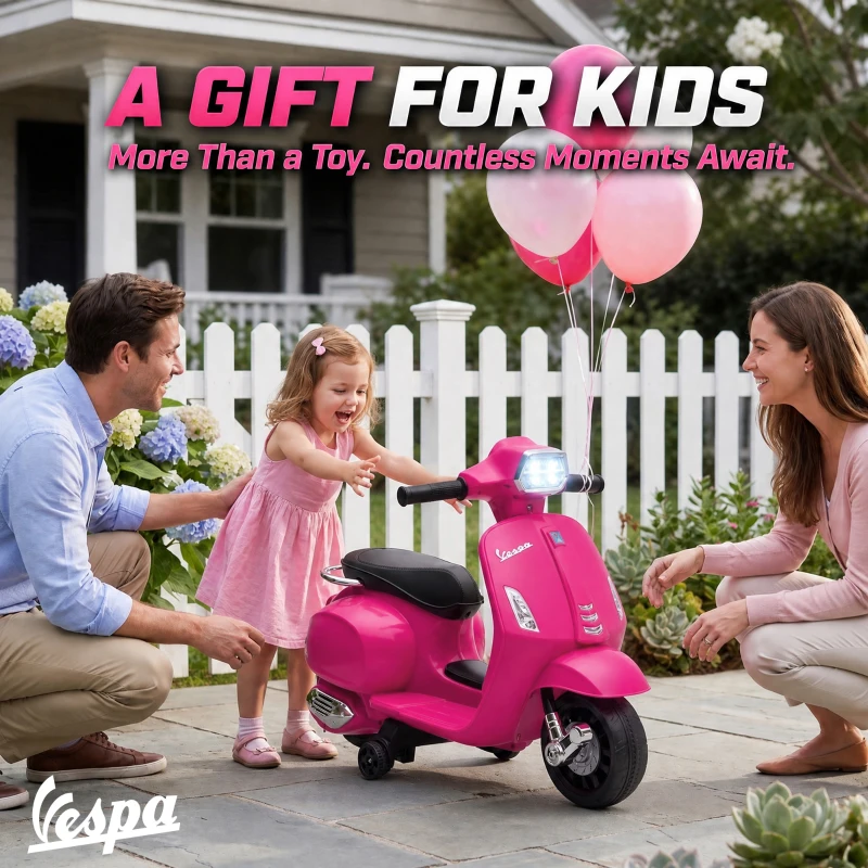 AIYAPLAY Moto électrique enfants 6 V, voiture électrique enfants avec Roues d'Apprentissage, pour 2-4 Ans, 71 x 37 x 52 cm, Rose