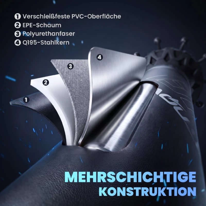 SPORTNOW Boxsack freistehend 180 cm Standboxsack mit Saugfuß befüllbar Basis, Stoßdämpfung Handschuhen Boxing Trainer