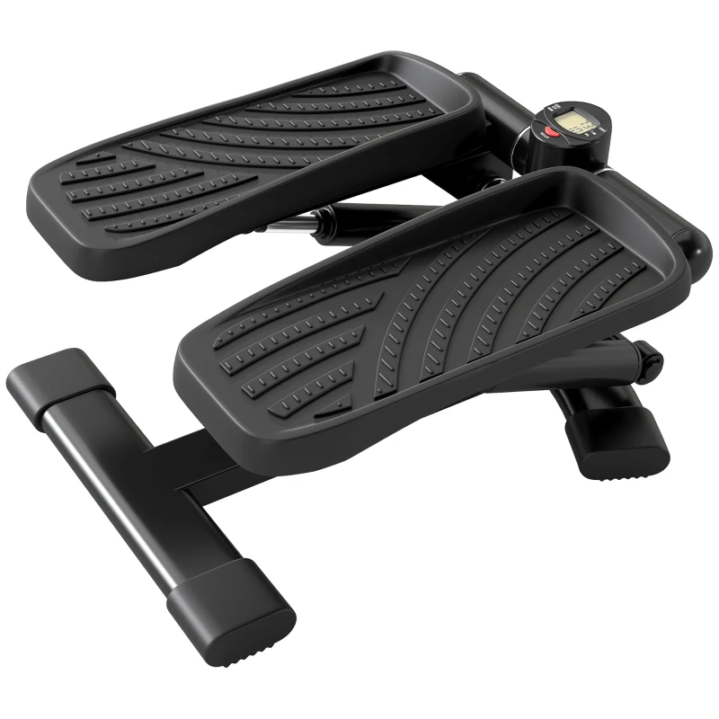 SPORTNOW Stepper Twister 2 în 1 cu Monitor LCD, Pedale Mari și Antiderapante, Capacitate 100 kg, Negru