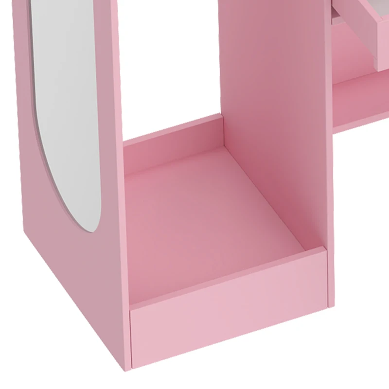 AIYAPLAY Coiffeuse pour Enfants avec Tabouret et Miroir Lumineux à 2 Couleurs en Acrylique, Coiffeuse Bureau Fille 3-8 Ans, Rose