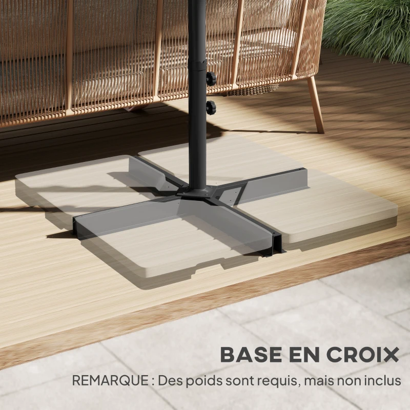 Outsunny Grande Parasol de Jardin Exterieur 4,6 x 2,7 m avec Pied en Croix, Parasol Double avec Manivelle, pour Terrasse, Gris