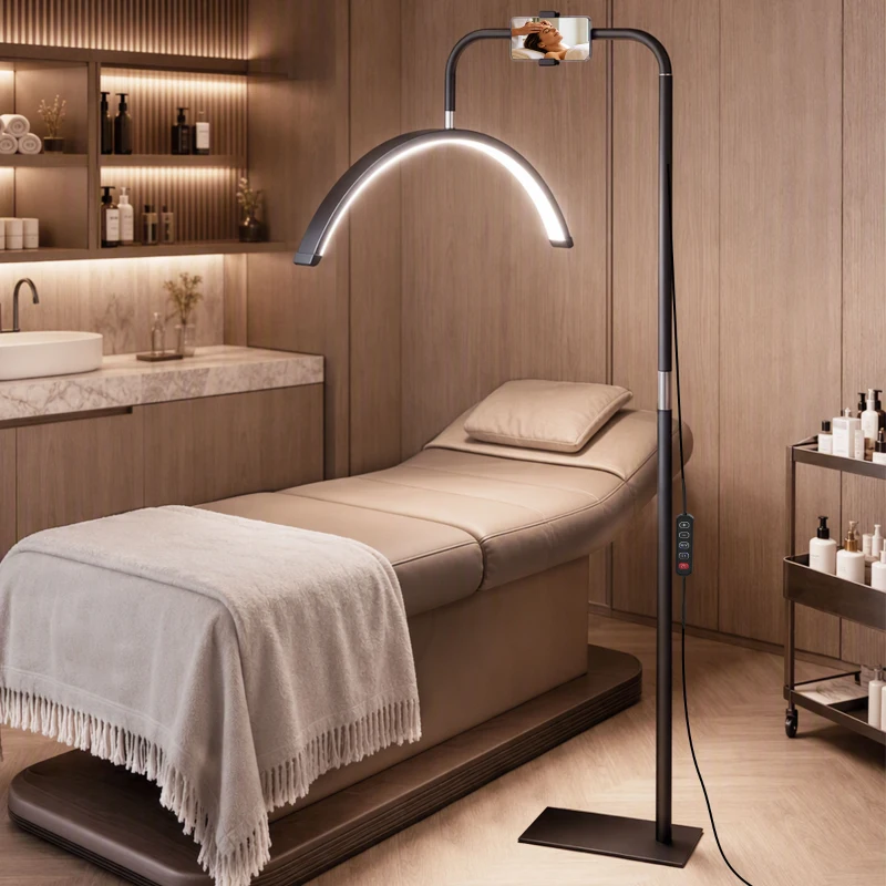 HOMCOM Lampadaire LED demi-lune rotative 350°, lampadaire sur pied salon dimmable 36 W, 7 températures de couleur, noir