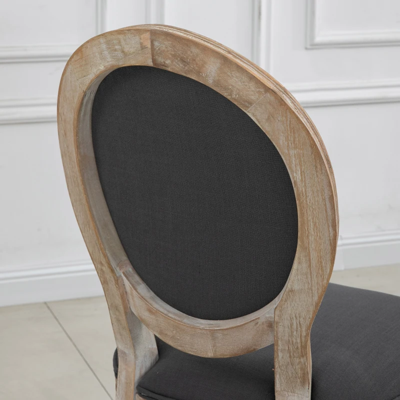 HOMCOM Esszimmerstühle 2er Set Küchenstuhl mit Rückenlehne, Linenoptik, Sessel Polsterstuhl, Stühle, Wohnzimmerstuhl mit Holzbeine für Esstisch, Grau+Natur