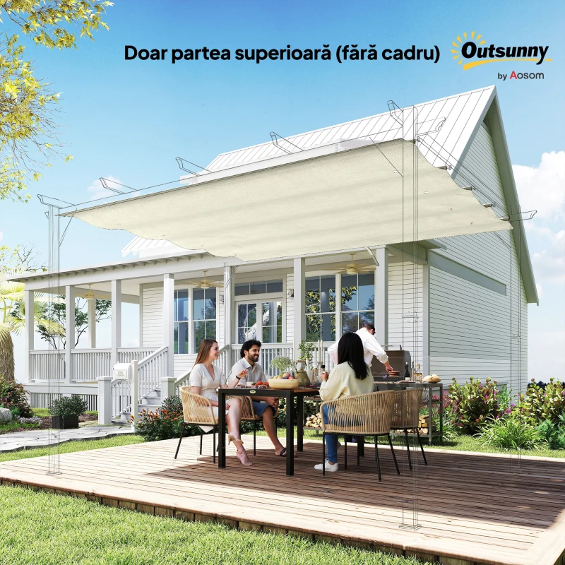 Outsunny Acoperiș Pergola, Acoperire Retractabilă pentru Umbră, Protecție UV30+, Gri Închis
