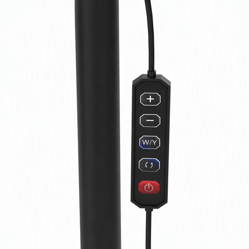 HOMCOM Staande lamp met 350° draaibare kop, 7 kleurtemperaturen en telefoonhouder