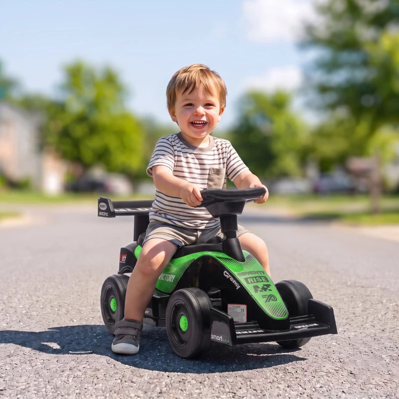 AIYAPLAY Coche Portador para Niños F1 con Volante Musical Ruedas Silenciosas y Compartimento 18-36 Meses Verde