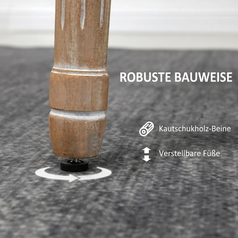 HOMCOM Esszimmerstühle 2er Set Küchenstuhl mit Rückenlehne, Linenoptik, Sessel Polsterstuhl, Stühle, Wohnzimmerstuhl mit Holzbeine für Esstisch, Grau+Natur