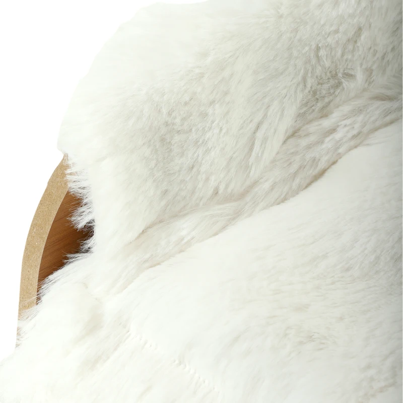 PawHut Canapé pour Chien Chat Lit Surélevé en Bois, Coussin Amovible en Peluche, Pieds Antidérapants, 70 x 47 x 30 cm, Blanc