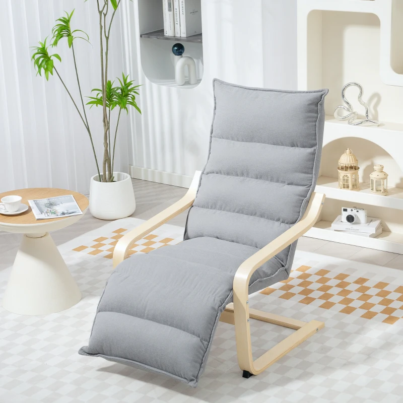 HOMCOM Fauteuil salon, fauteuil d'appoint rembourré en velours, repose-pieds réglable et structure en acier, 67x93x105cm, gris