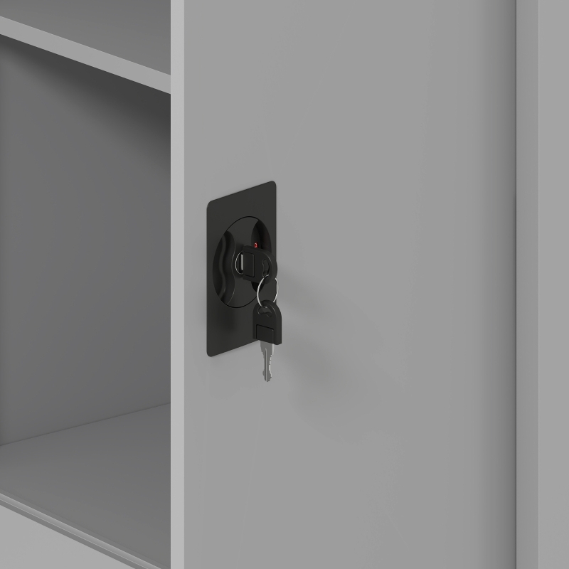 Vinsetto Armoire de Bureau Métallique, 80 x 40 x 92,5 cm, Meuble de Rangement en Acier avec Serrure, Étagère Réglable, Gris
