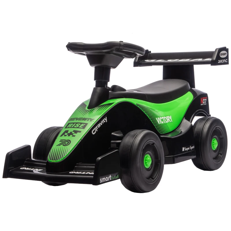 AIYAPLAY Coche Portador para Niños F1 con Volante Musical Ruedas Silenciosas y Compartimento 18-36 Meses Verde