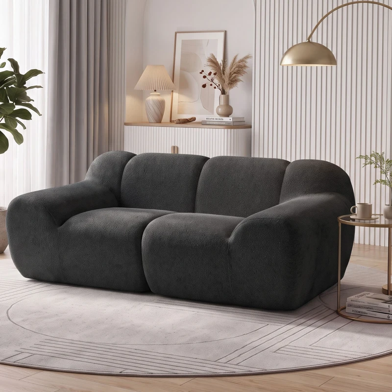 HOMCOM Sofá 2 Lugares em Chenille Sem Estrutura, Assento Amplo, Apoios de Braço Largos, 174x91x61cm, Cinza Escuro