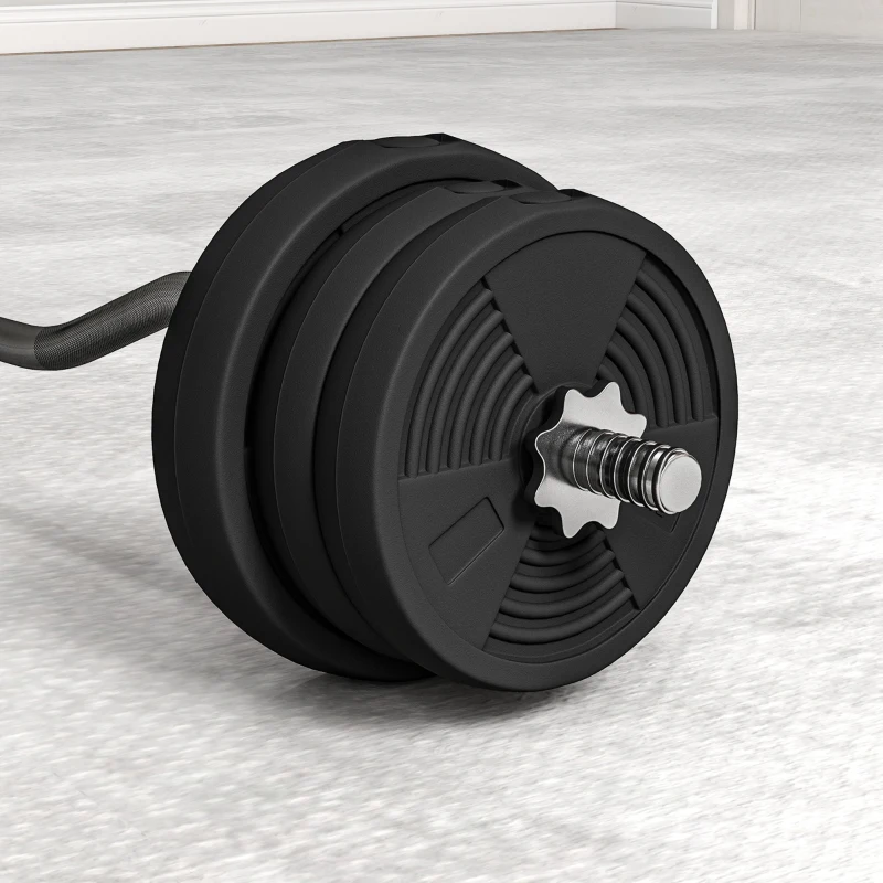 SPORTNOW Langhantel Set 25kg Rutschfeste Curlstange mit 6 Gewichten, PVC-Beschichtung, Hantelstange aus Stahl