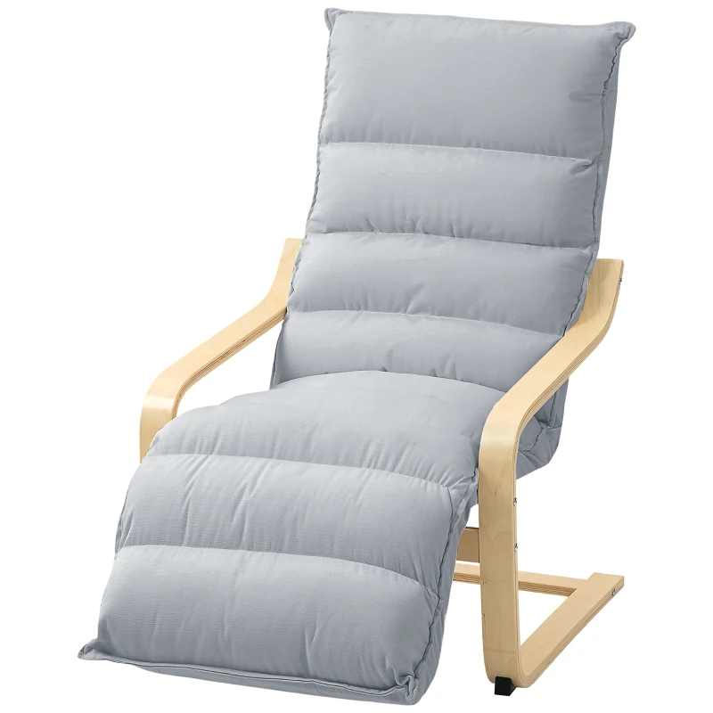 HOMCOM Fauteuil salon, fauteuil d'appoint rembourré en velours, repose-pieds réglable et structure en acier, 67x93x105cm, gris