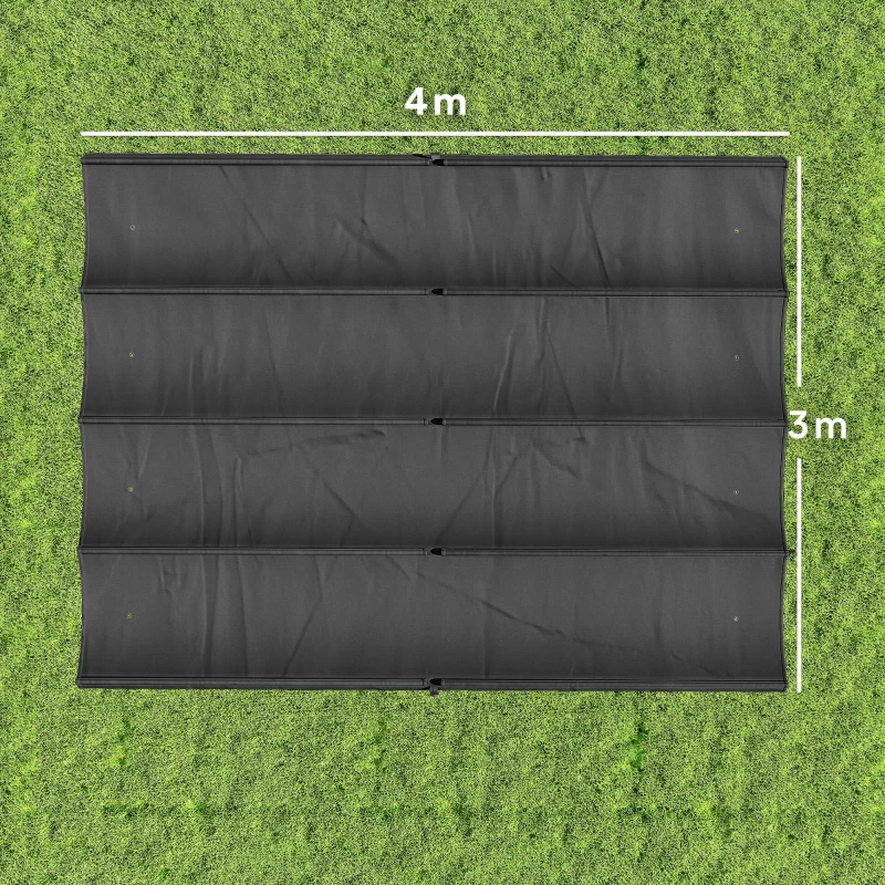 Outsunny Acoperiș pentru Pergolă cu 8 Orificii pentru Drenaj, Husă de Schimb din Poliester Respirabil, Doar Acoperire, 392x350 cm, UV30+, pentru Pergolă de Grădină 4x3m, Gri Închis