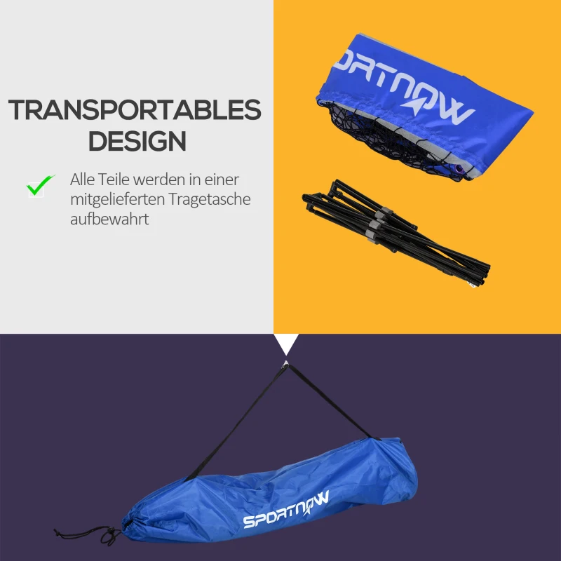 SPORTNOW Badmintonnet, verstelbaar in hoogte, opvouwbaar, met draagtas, 3,10m, Zwart/Blauw