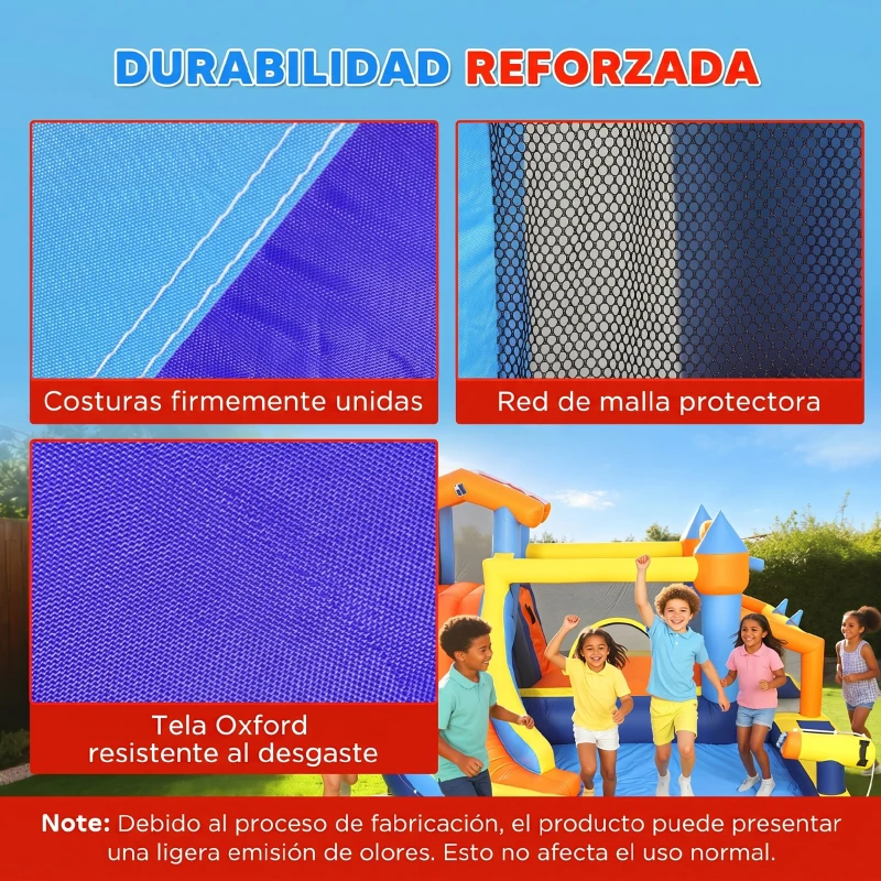 AIYAPLAY Castillo Hinchable Acuático 8 en 1 con Soplador 550W Tobogán Trampolín Escalada Piscina Portería Canasta Lanzamiento
