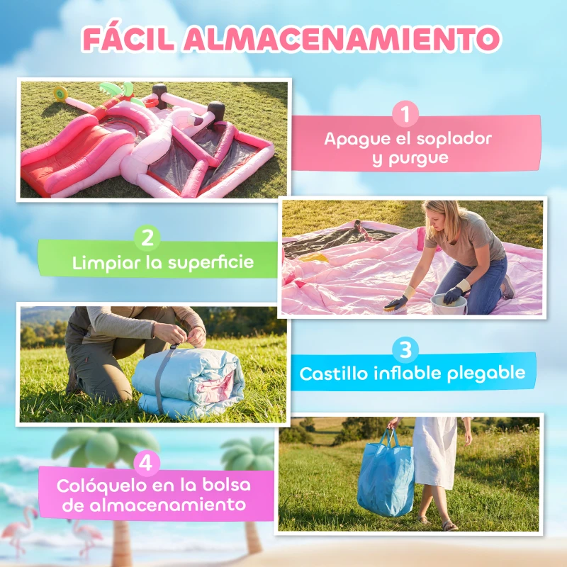 AIYAPLAY Castillo Hinchable para Niños con Soplador Tobogán Cama Elástica Piscina de Pelotas Canasta de Baloncesto 255x230x196cm