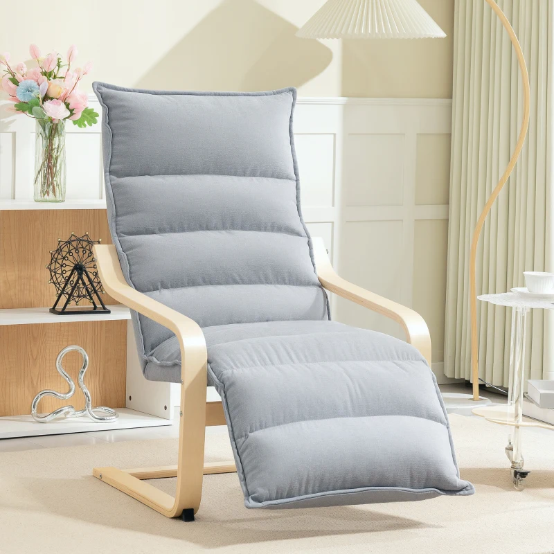 HOMCOM Fauteuil salon, fauteuil d'appoint rembourré en velours, repose-pieds réglable et structure en acier, 67x93x105cm, gris