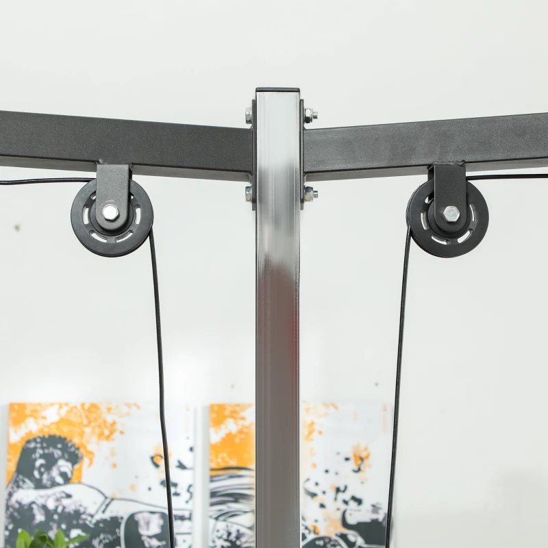 SPORTNOW Station de musculation station de traction à câble support à squat barre câble cross-over 210 x 132 x 225 cm noir