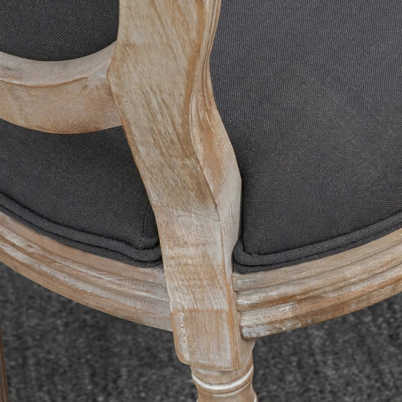 HOMCOM Esszimmerstühle 2er Set Küchenstuhl mit Rückenlehne, Linenoptik, Sessel Polsterstuhl, Stühle, Wohnzimmerstuhl mit Holzbeine für Esstisch, Grau+Natur